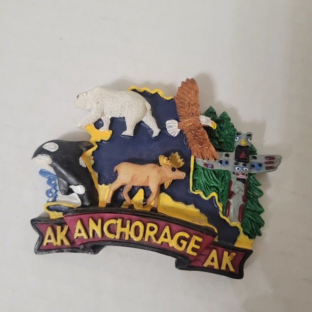 Two Alaska Refrigerator Magnets Travel Destination Souvenirs Anchorage